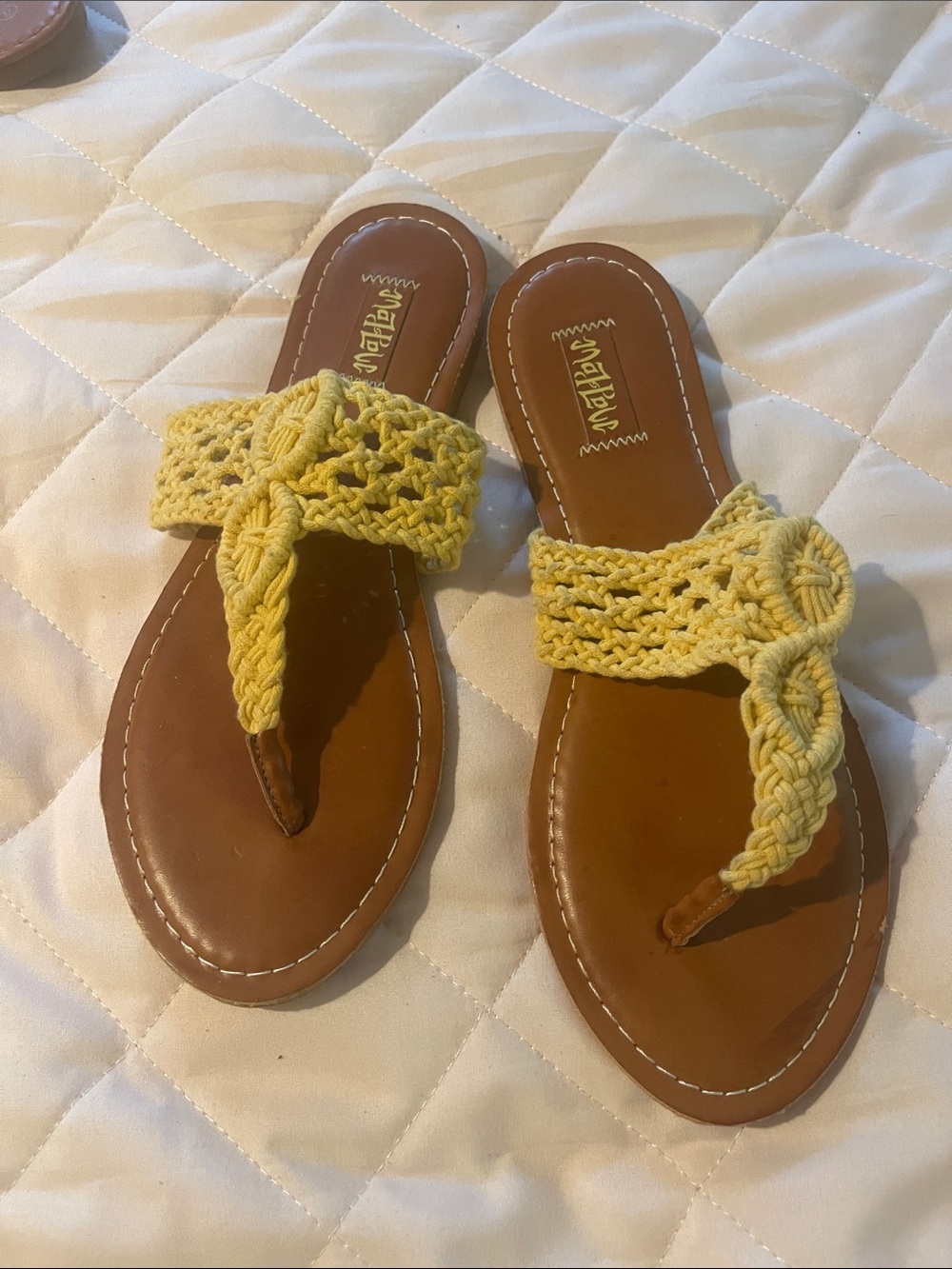 Madden Girl Yellow Macramé Thong Sandals - size 9